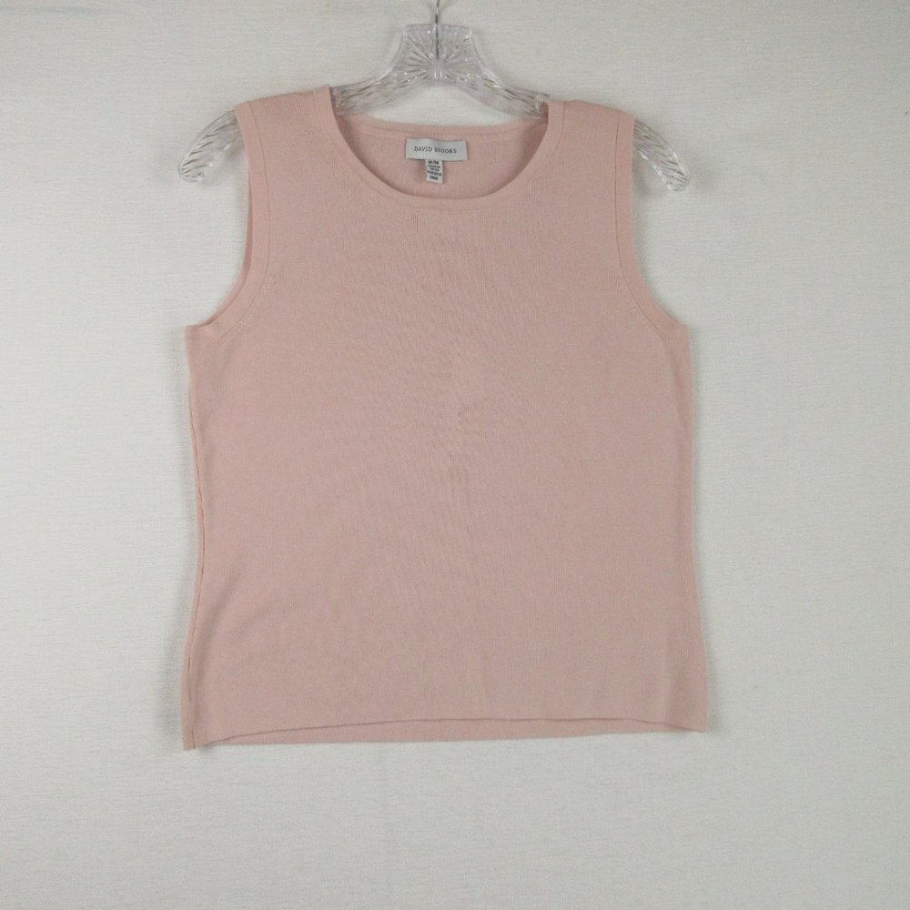 David Brooks Rib Knit Silk Shell Size MP Pink
